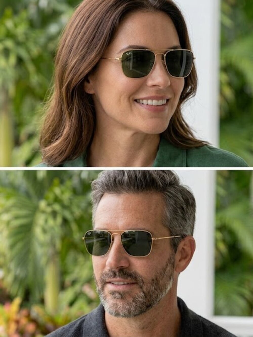 Ray-Ban Gold Frame Sunglasses with Green Lenses